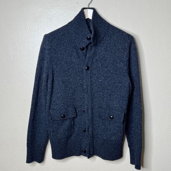 Banana Republic Sweater Mens Large Gray Cardigan  Cashmere Wool Buttons Pockets - Picture 1 of 9